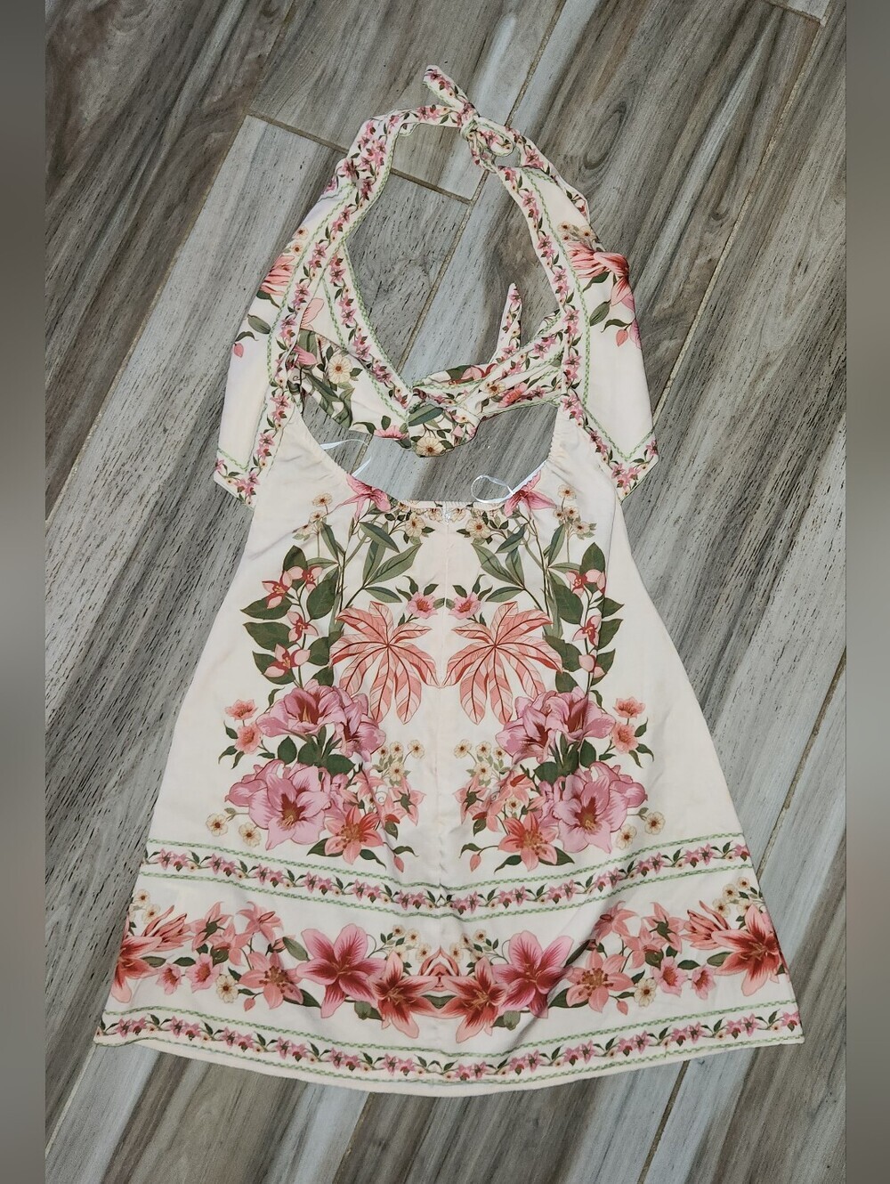 Womens Tropical Floral Backless Mini Dress Size Large - Picture 4 of 4